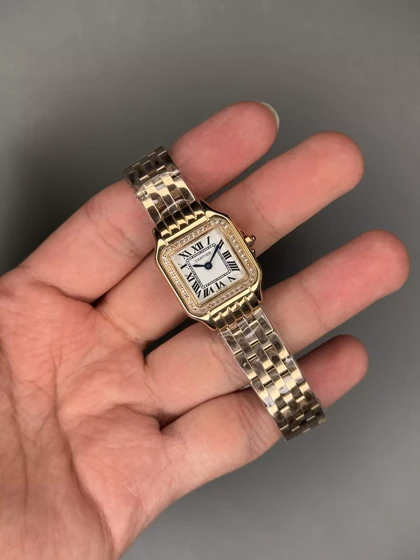 ساعت مچی کارتیه پنتر بند رزگلد دورنگین Cartier Panthere