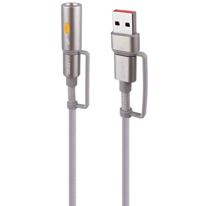 کابل چندسر تایپ سی فندک دار الدنیو مدل Lc18 توان 65 وات 1.2 متر