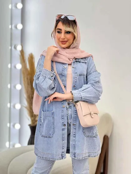 مانتو جین برش‌دار