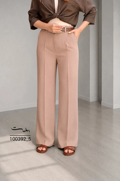 شلوار فلر بگ پارچه ای کتان سیلک