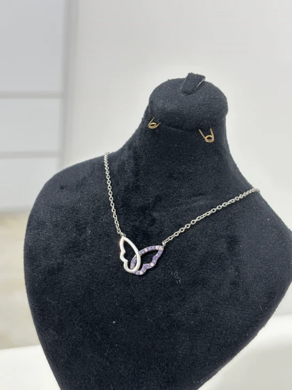 گردنبند نقره زنانه پروانه بنفش 980