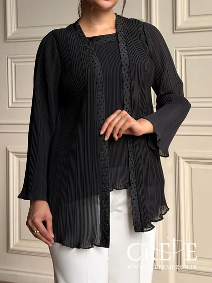 شومیز کتی پلیسه سنگدوزی