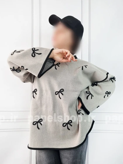 بلوز بافت یقه گرد طرح پاپیون