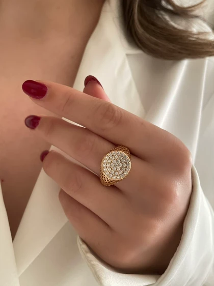 انگشتر توری دایره فول نگین ژوپینگ