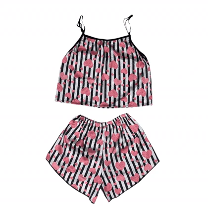 ست تاپ و شلوارک طرح قلب 202