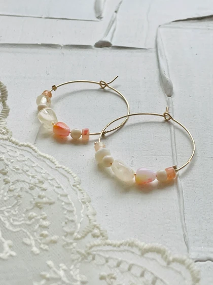 گوشواره آویز دایره مهره سنگی