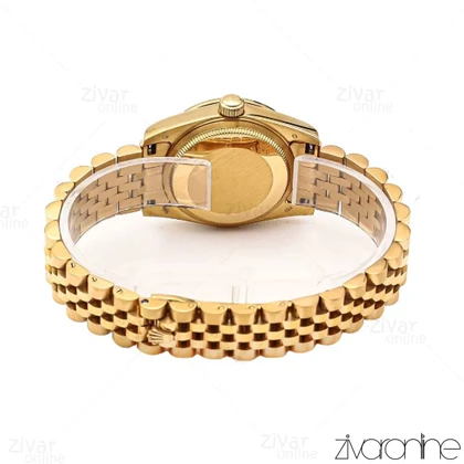 ساعت رولکس دیت جاست زنانه دور نگین صفحه صورتی 106626