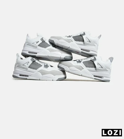 کتانی ساق‌دار زنانه و مردانه سفید طوسی Nike air jordan 4 مدل 6598