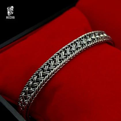 دستبندنقره مردانه سیاه قلم کدdm1012