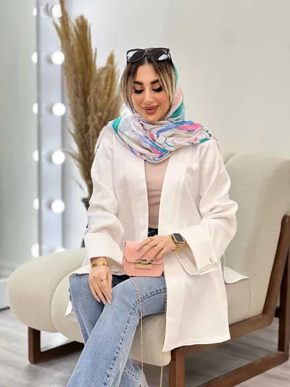 مانتو جلو باز آستین دو دکمه