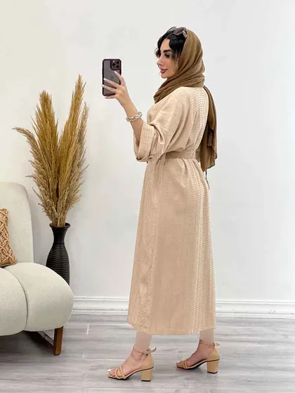 پیراهن بلند دو دکمه آستین پاگن