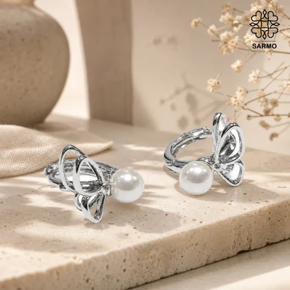 گوشواره پروانه نقره ای ژوپینگ کد 405230042