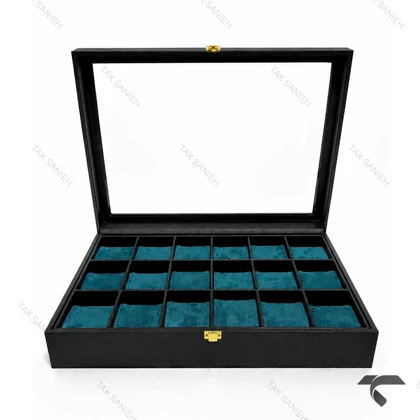 جعبه 18تایی ساعت مچی با بالشتک سبز Watches-Box-18-10667-U