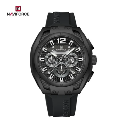 ساعت مچی اورجینال نیوی فورس NF 8063 تمام مشکی بند رابر مدل m-10367