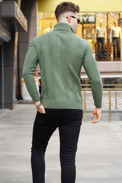 ژاکت بافتنی طرح سبز بنزینی 5769
