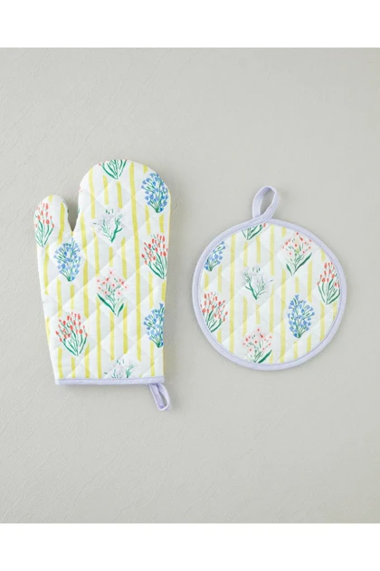 ست دستکش فر و دستگیره English Home مدل Garden Petals - زرد