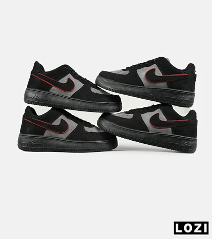 کفش مردانه و زنانه مشکی طوسی قرمز NIKE AIR FORCE مدل 7443