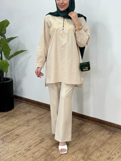 مانتو لینن گلدوزی هدیه