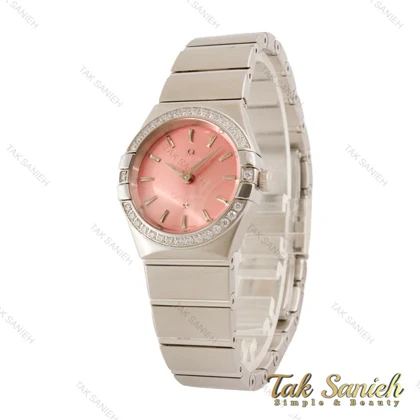 ساعت زنانه امگا کانسلیشن سیلور صفحه صورتی نگین‌دار Omega-5465-L