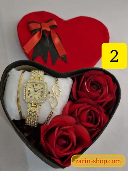 باکس هدیه زنانه ساعت و نیمست نگینی