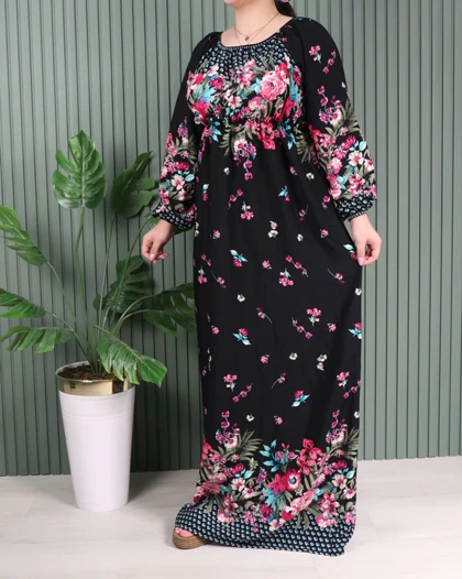 پیراهن آستین بلند حاشیه‌دار 7109