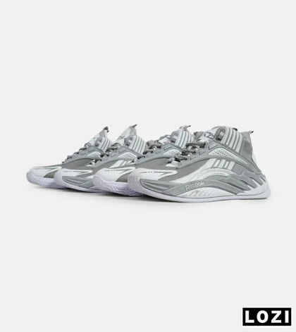 کفش کتانی ساق‌دار طوسی سفید Reebok Shaq Attaq