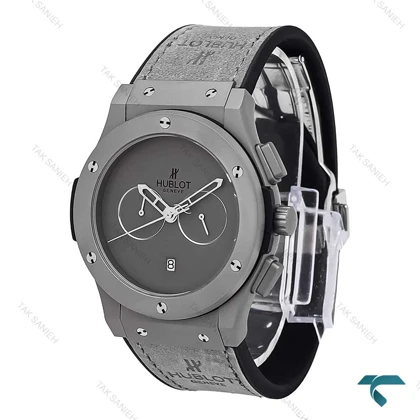 ساعت هابلوت مردانه سه موتوره طوسی صفحه مهندسی Hublot-6787-G