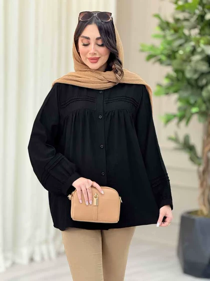 شومیز جلو چین دوخت دار