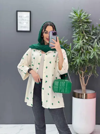 مانتوشومیزی طرحدار جلو دکمه