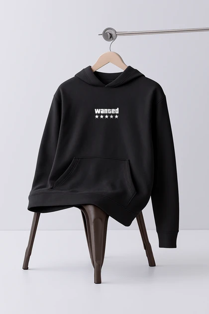 هودی مشکی طرح Wanted GTA