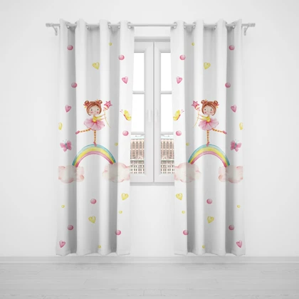 پرده پانچی اتاق کودک برند مینوریا کیدز طرح دخترانه کد p-313