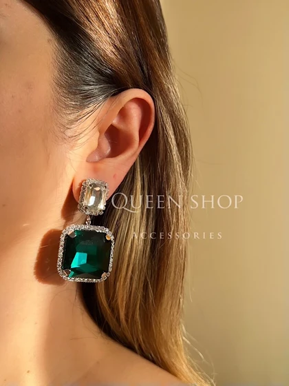 گوشواره جدید کریستالی سبز