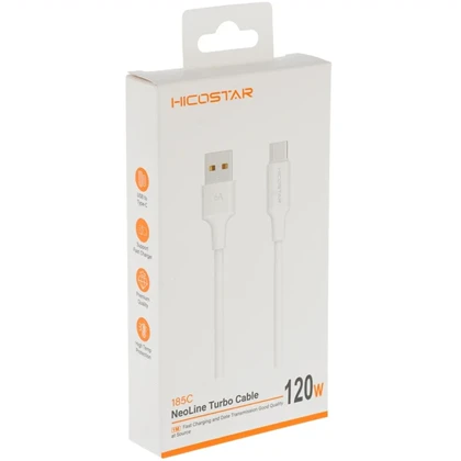 کابل تایپ سی 120 وات هایکو استار HICOSTAR مدل 185C یک متری