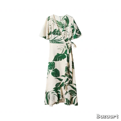 پیراهن نخی ساحلی ماکسی زنانه منگو کد 57030247 MANGO