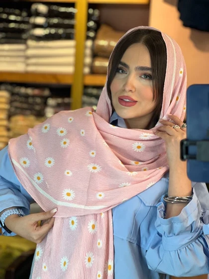 شال نخی پلیسه کالکشن صورتی
