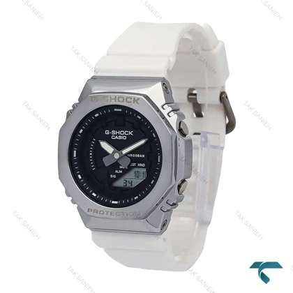 ساعت جی شاک GM-S2100 زنانه سیلور سفید صفحه مشکی G-shock-6380-L