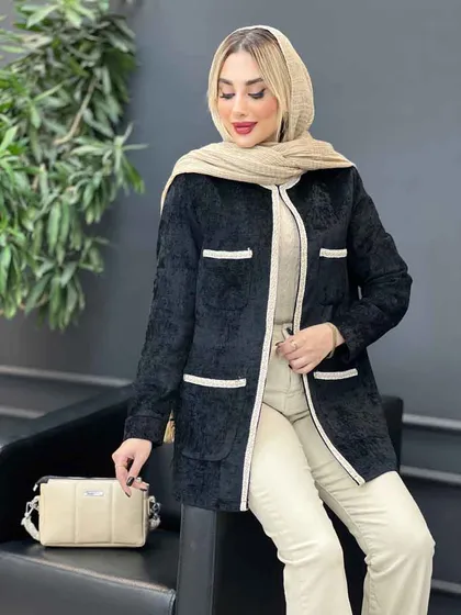 مانتو مخمل نوار دوزی