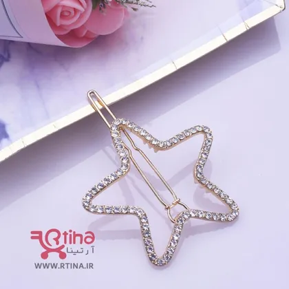 گیره فلزی مو نگین‌دار مدل star