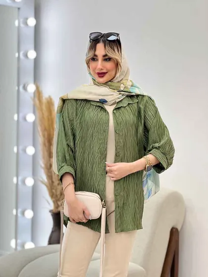 شومیز جلو دکمه آستین سه ربع