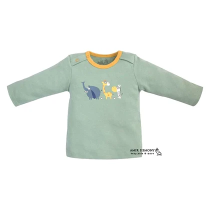 بلوز آستین بلند پسرانه نوزادی نیلی طرح ZOO