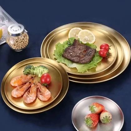 بشقاب استیل طلایی یونیک پلاس / unique plus در7 سایز