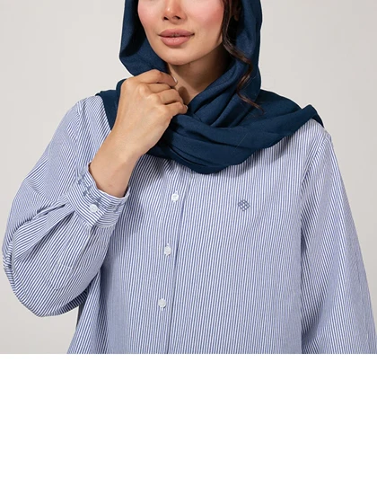 شومیز زنانه راه راه ویسکوز دارای گلدوزی 30118