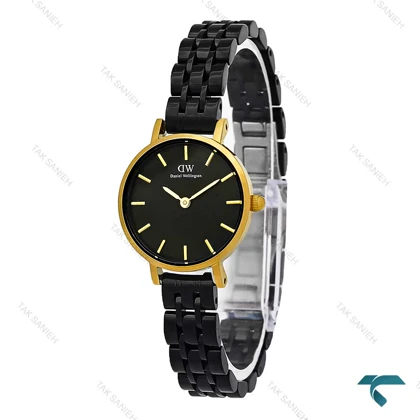 ساعت مچی DW زنانه مینی گرد مشکی قاب طلایی DW-8015-L