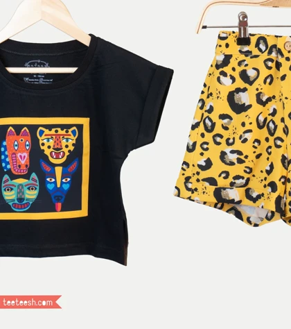 ست تیشرت و شلوارک طرح پلنگی