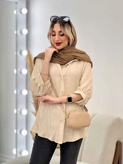 شومیز جلو دکمه آستین سه ربع