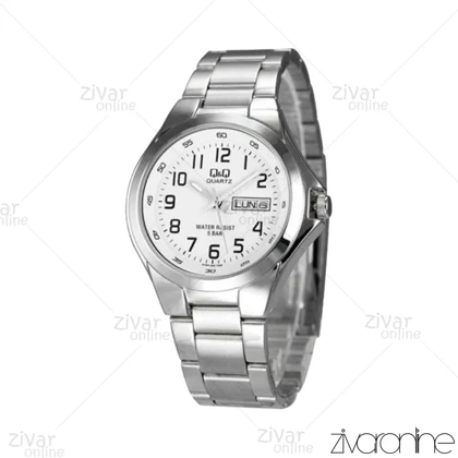 ساعت کیو اند کیو (Q&amp;Q) مردانه سیلور صفحه سفید تقویم دار 104555
