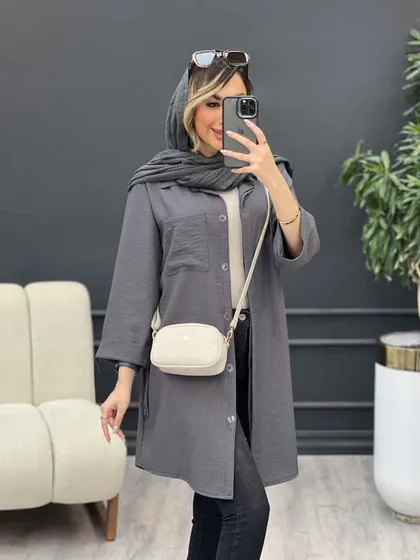 مانتو راه راه بغل سه دکمه
