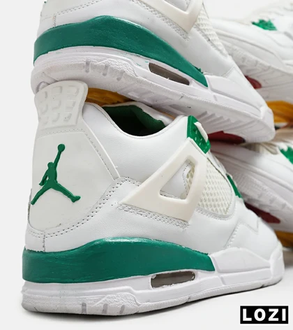 کتانی ساق‌دار مردانه سفید سبز Nike air jordan 4 مدل 5656