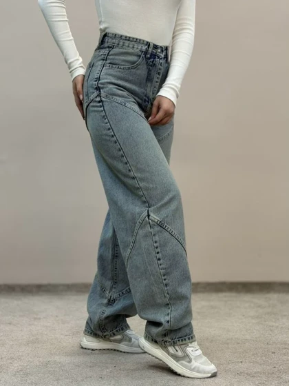 شلوارجین بالونی آبی یخی3866