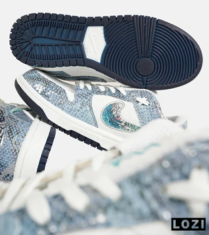 کفش کتانی مردانه و زنانه سفید آبی NIKE dunk low steam puppet